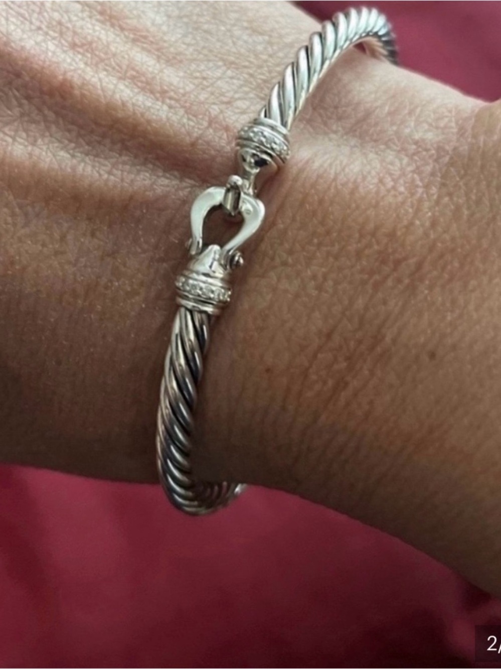 David Yurman Cable Flex Buckle  Bracelet 4MM / Diamonds  Medium